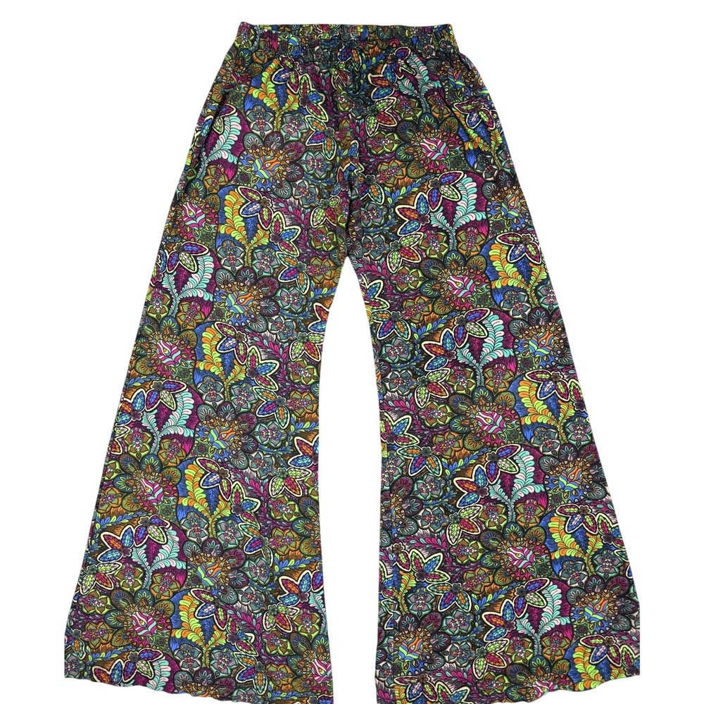 NABI Argentina Vibrant Mixed Print Viscose Wide Leg Boho Pants